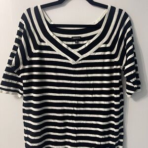 Torrid Black and White Boxy Sailor Collar Tee